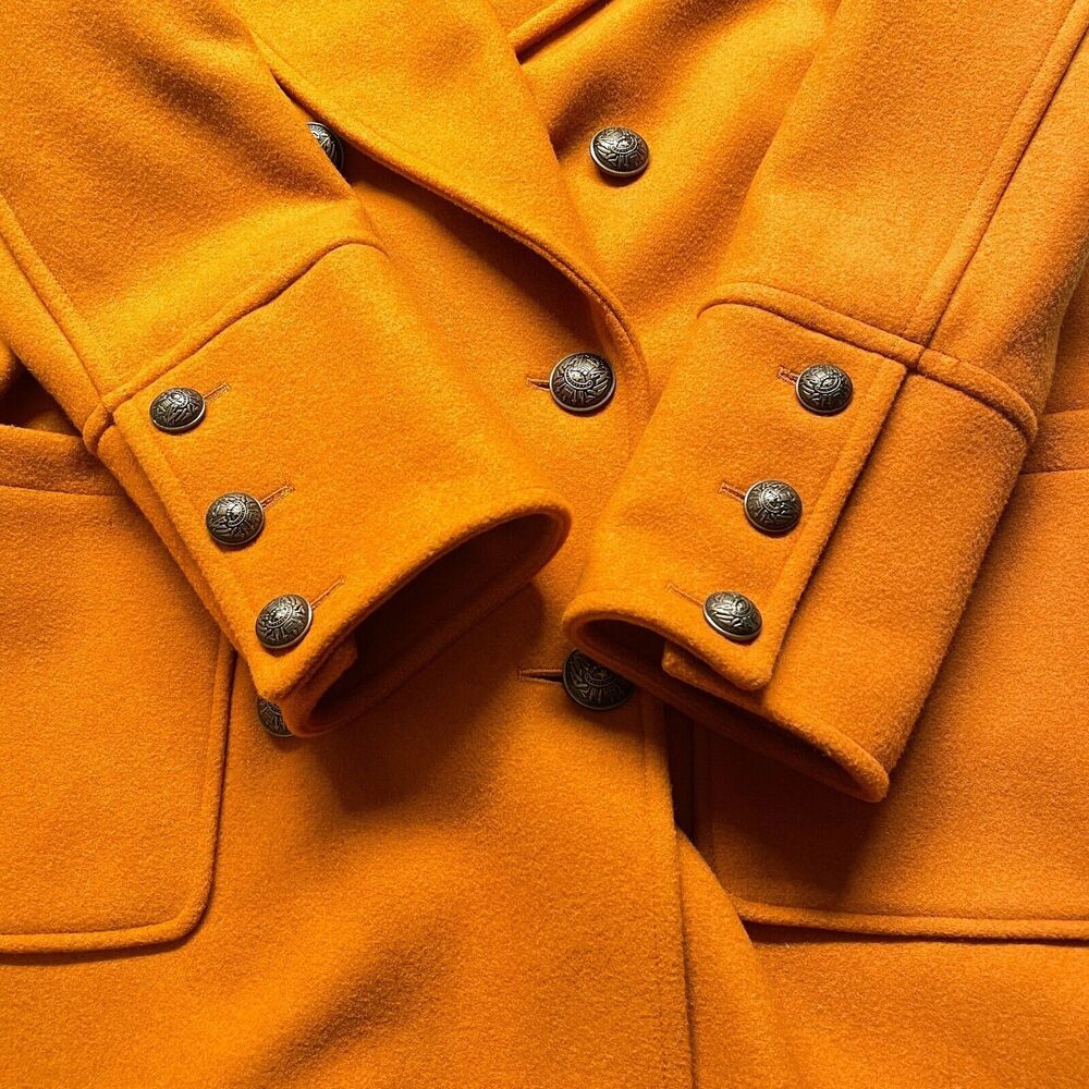 FREE PEOPLE Goldenrod Heavy Duty Wool Winter Peacoat Naiomi Womens Size Large - Picture 5 of 7